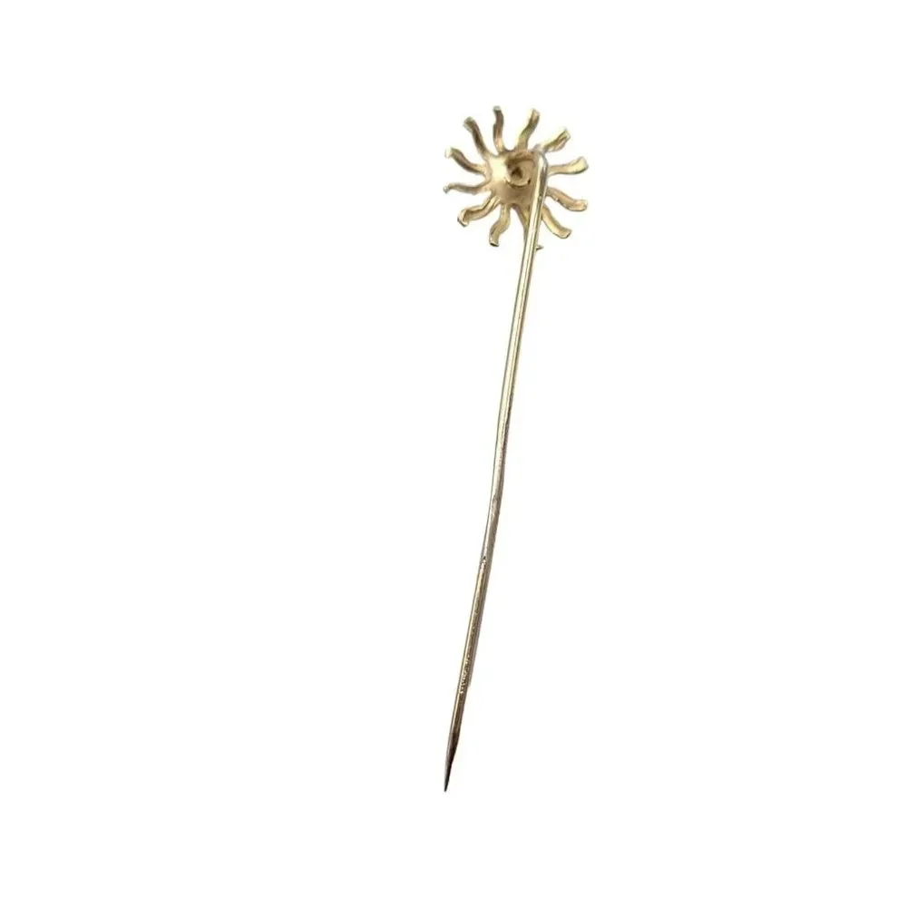 Faux Pearl Sun Celestial Gold Tone Stick Pin Vintage 2.25